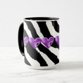 Mug Impression fourrure de zèbre avec coeurs (Devant gauche)