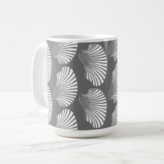 Mug Impression, gris et blanc des blocs de coquilles d (Devant gauche)