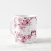 Mug Impression illustrée à la main de fleurs de cerisi (Devant gauche)