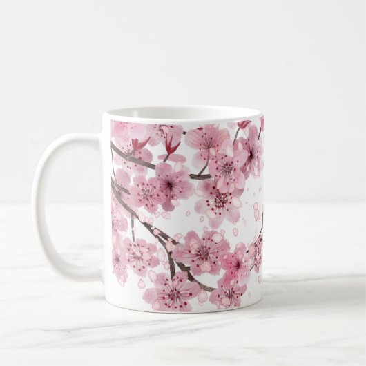 Mug Impression illustrée à la main de fleurs de cerisi (Gauche)