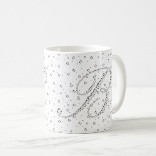 Mug Impression initiale B Monogramme Diamants blancs (Devant droit)