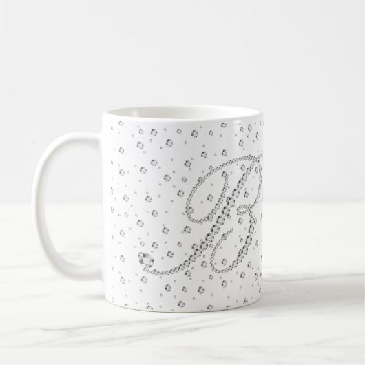 Mug Impression initiale B Monogramme Diamants blancs (Gauche)