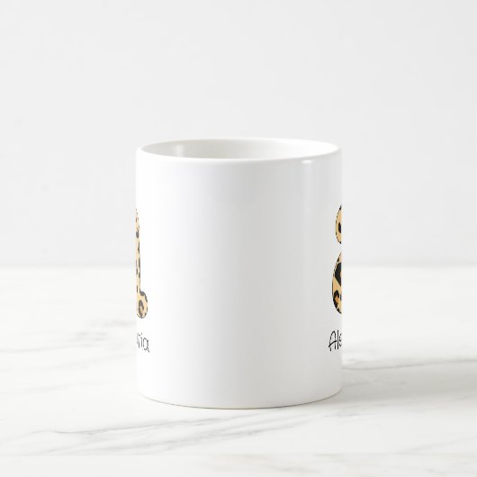 Mug Impression léopard initiale a minuscule et nom (Centre)