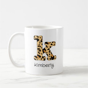Mug Impression léopard initiale k minuscule et nom