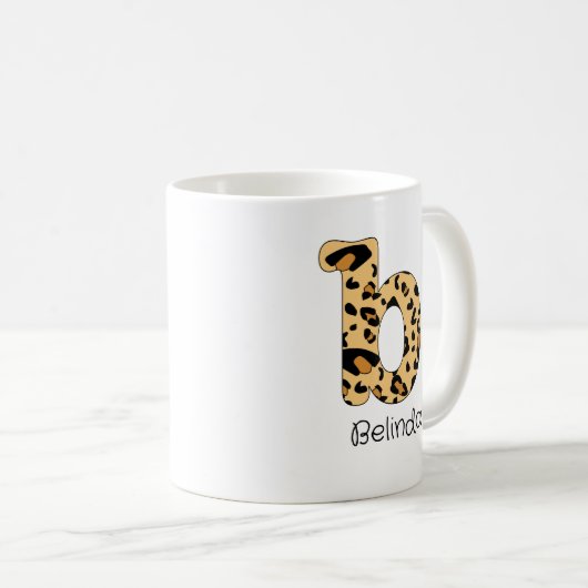 Mug Impression léopard initiale minuscule b et nom (Devant droit)