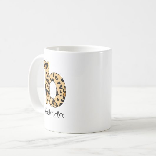 Mug Impression léopard initiale minuscule b et nom (Devant gauche)