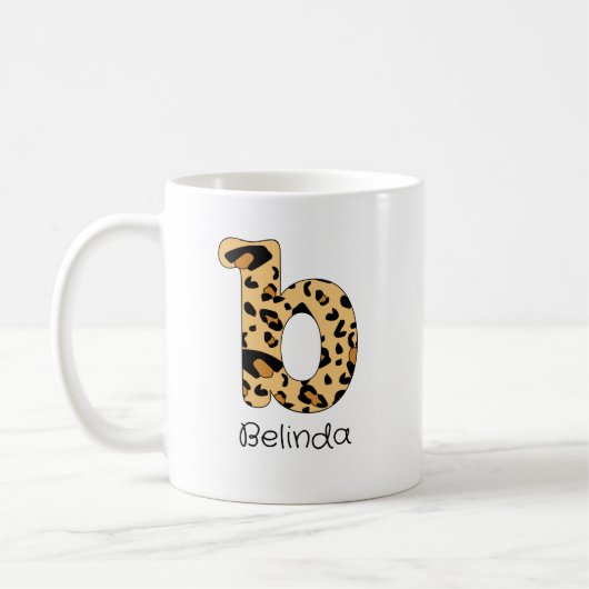 Mug Impression léopard initiale minuscule b et nom (Gauche)