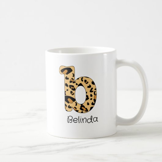 Mug Impression léopard initiale minuscule b et nom (Droite)