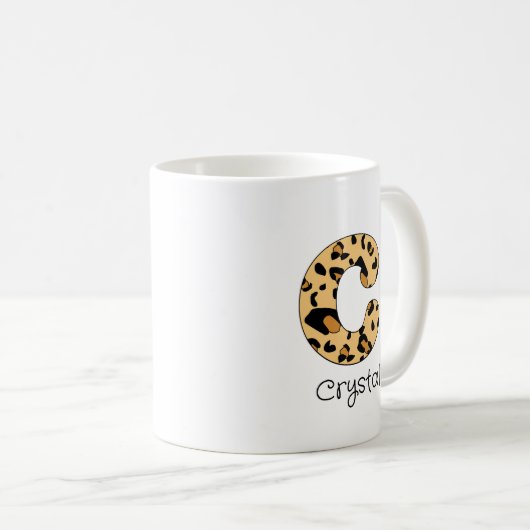 Mug Impression léopard initiale minuscule c et nom (Devant droit)