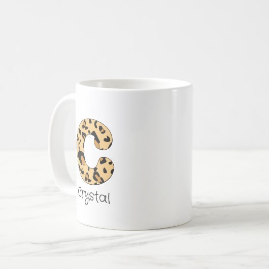 Mug Impression léopard initiale minuscule c et nom (Devant gauche)