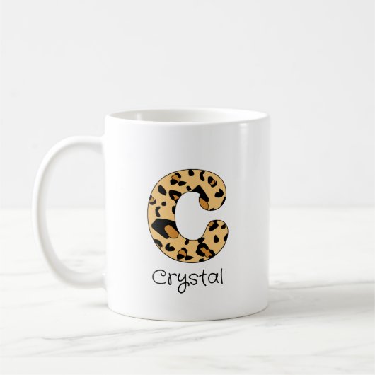 Mug Impression léopard initiale minuscule c et nom (Gauche)
