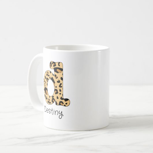 Mug Impression léopard initiale minuscule d et nom (Devant gauche)