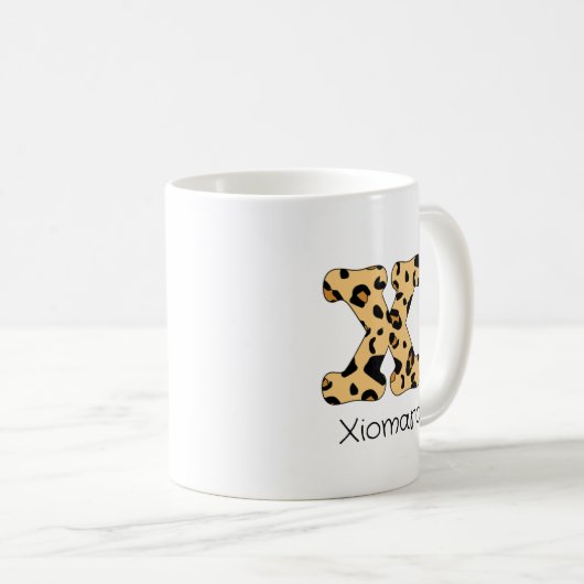 Mug Impression léopard initiale x minuscule et nom (Devant droit)