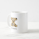Mug Impression léopard initiale x minuscule et nom (Devant gauche)