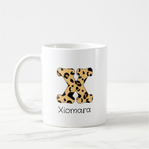 Mug Impression léopard initiale x minuscule et nom