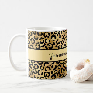 Mug Impression léopard noir et or personnalisée Guépar