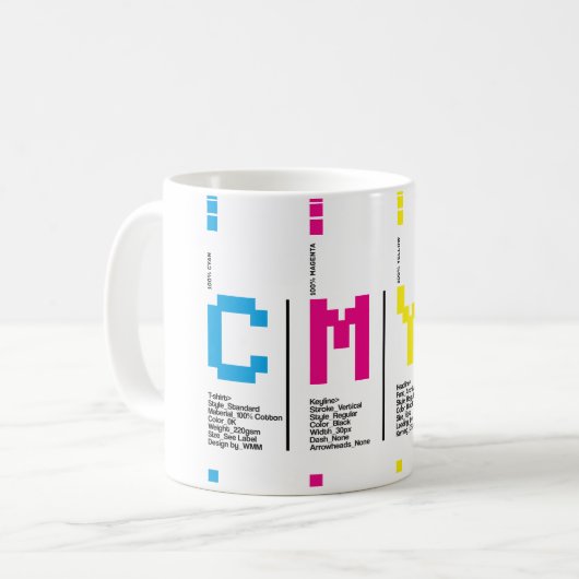 Mug Impression manuscrite CMYK Graphic Designer (Devant gauche)