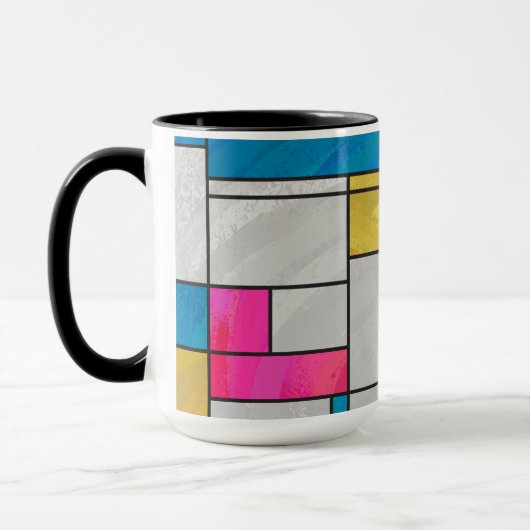 Mug Impression Mondrial jaune rose (Gauche)