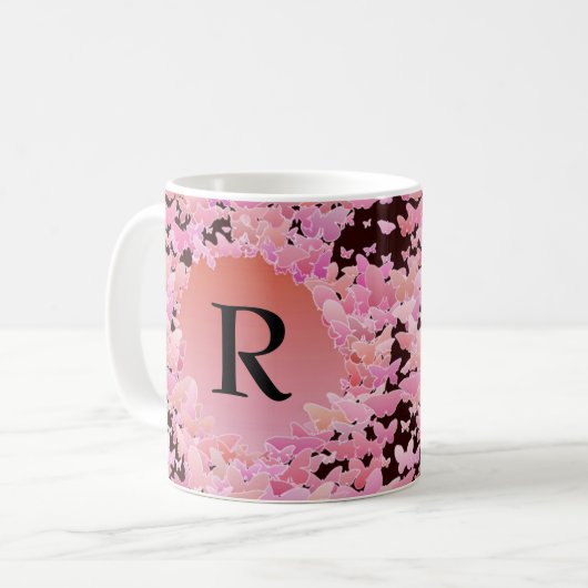 Mug Impression papillon avec monogramme (Devant gauche)
