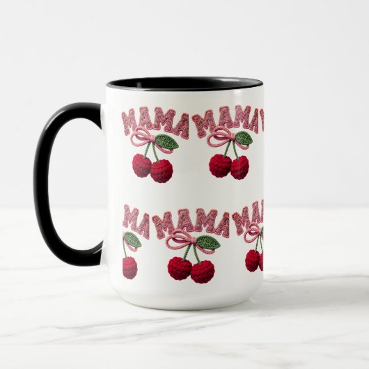 Mug Impression personnalisée "Mama" Cerise – Tablier d (Gauche)