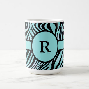 Mug Impression zèbre personnalisée noir et turquoise