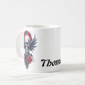 Mug Impressionnant crâne réaliste avec ailes (Devant gauche)