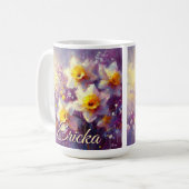 Mug Impressionniste Daffodil Floral Purple Personnalis (Devant gauche)