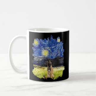 Mug Impressionniste de nuit étoilé - Chien Belge Tervu