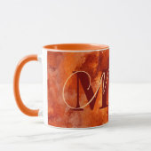 Mug Impressions orange de feu avec nom et monogramme (Gauche)