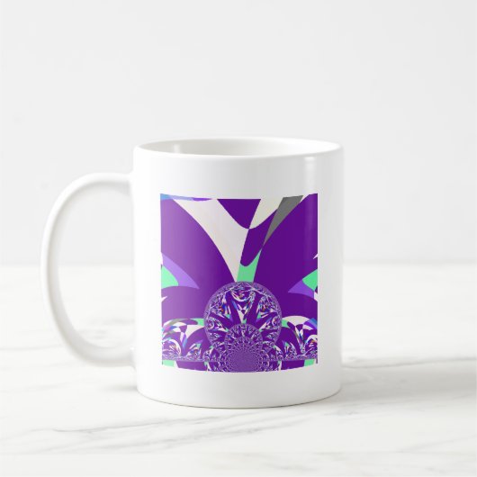 Mug Imprimante d'art bleu rétro Cyan Kaleidoscope (Gauche)