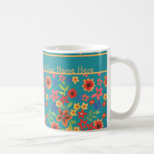 Mug Imprimantes florales rétro sur pâte à café personn