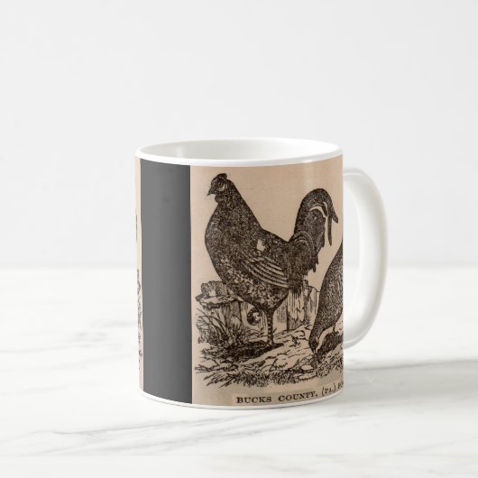 Mug Imprimé au 19e siècle Bucks Comté poulets poulets (Devant droit)