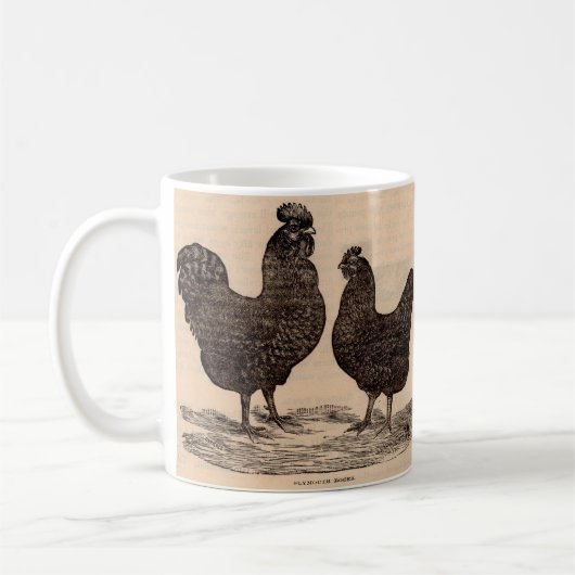 Mug Imprimé au 19e siècle Plymouth Rock poule et coq (Gauche)