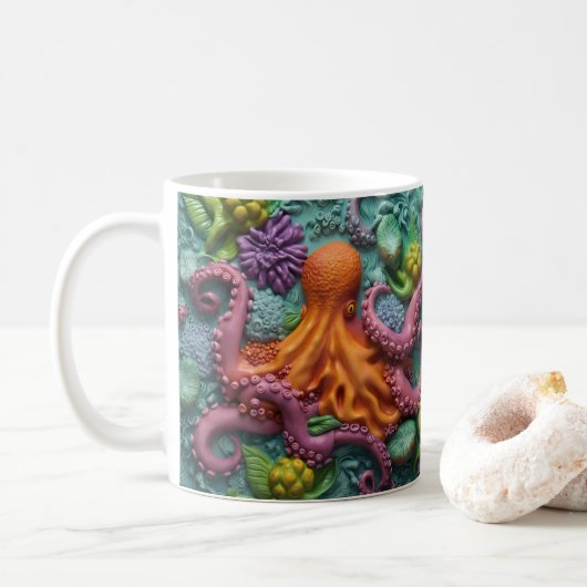 Mug Imprimé en 3D Octopus Beach Océan (Avec donut)