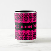 Mug imprimé Fuschia et mini damas noir (Centre)