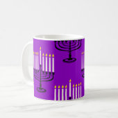 Mug imprimé juif violet menorah hanoukka (Devant gauche)