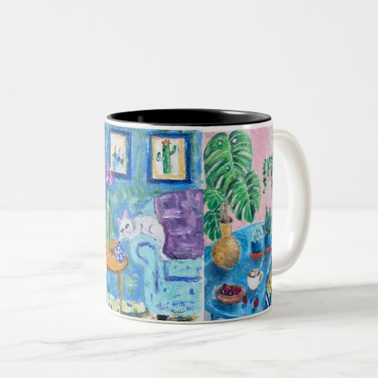 Mug imprimée avec art de chat tiré à la main (Devant droit)