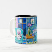 Mug imprimée avec art de chat tiré à la main (Devant gauche)