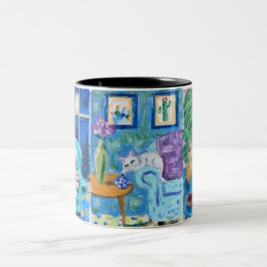 Mug imprimée avec art de chat tiré à la main (Centre)