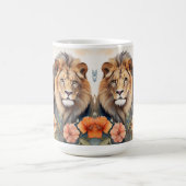 Mug Imprimer Lion majestueux et aquarelle florale (Centre)