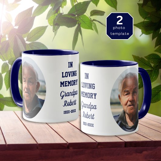 Mug In Loving Memory 2 Photo Memorial Keepsake Blue