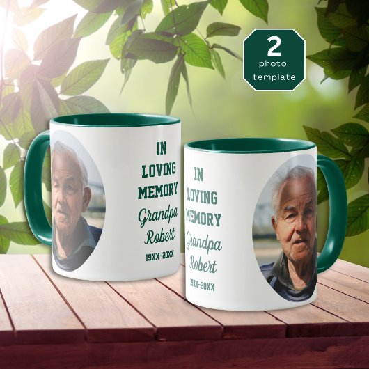 Mug In Loving Memory 2 Photo Memorial Keepsake Green