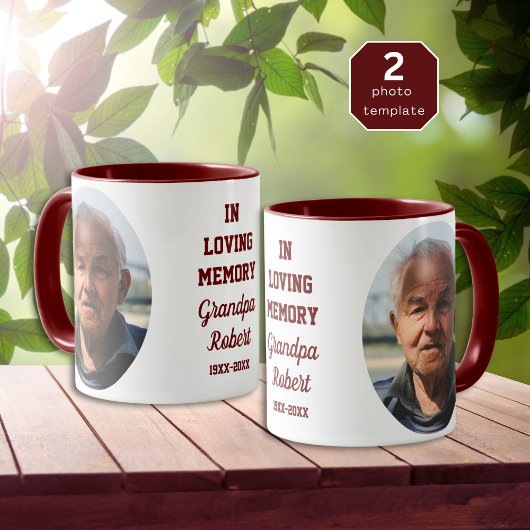 Mug In Loving Memory 2 Photo Memorial Keepsake Maroon