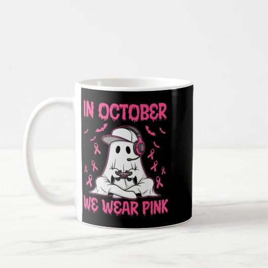 Mug In October We Wear Nk Breast Cancer Gaming Ghost Y (Gauche)