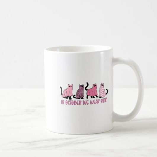 Mug In October We Wear Nk Ghost Cats Breast Cancer Awa (Droite)
