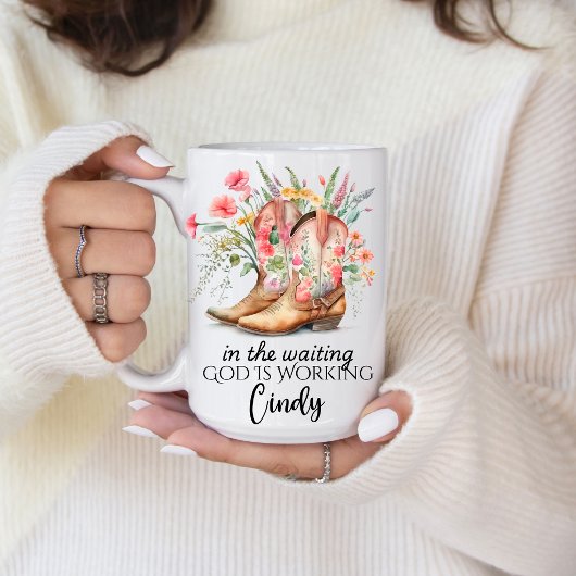 Mug In the Waiting God is Working | Personalized Name 