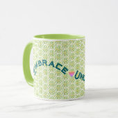 Mug Incertitude géométrique d'acceptation dans le vert (Devant gauche)