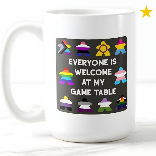 Mug Inclusive Board Game LGBTQ Pride Flag Meeples 