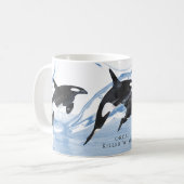 Mug Incroyable Orques d'aquarelle noire et blanche (Devant gauche)