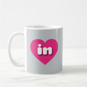 Mug Indiana coeur rose chaud - J'aime dans (Gauche)